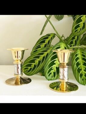 Vintage Brass and Zinc candle holders